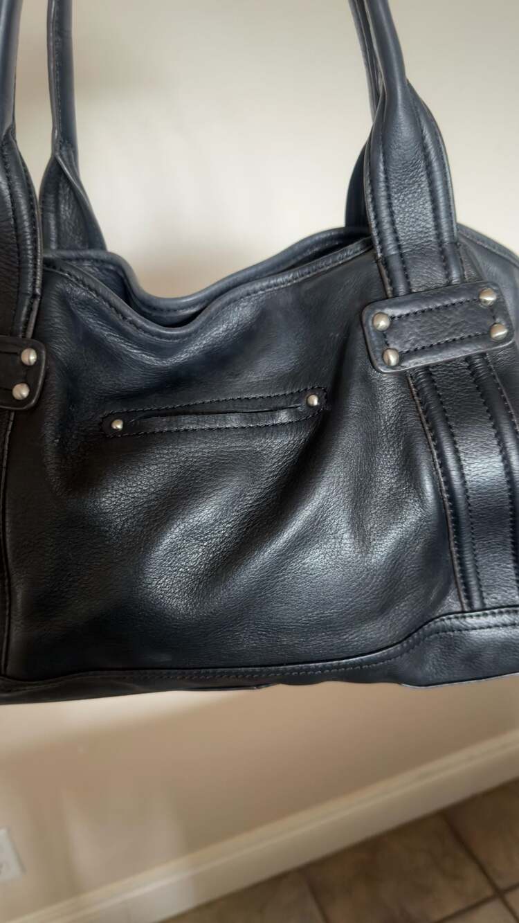B Makowsky Handbag Womens Large Black Soft Leather Double Handle Satchel Purse - Picture 5 of 5